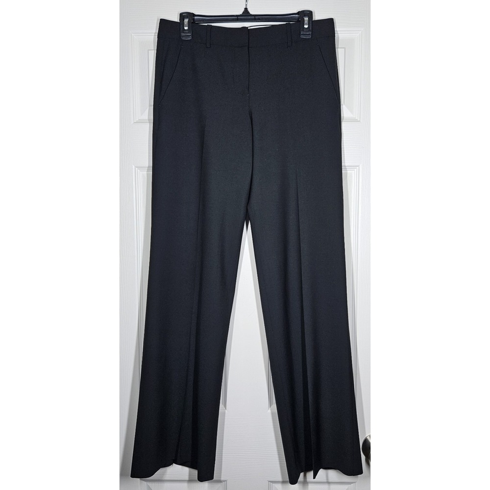 THEORY Black Emery Stretch Wool Wide Leg Flare‎ Dress Work Trousers Pants Size 6